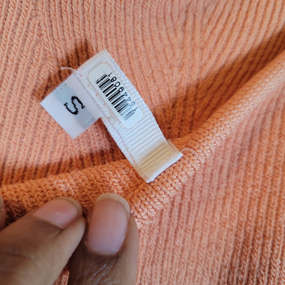 ALEXIS Womens Kamali Orange Knit Strapless Midi Dress Ruffle Skirt Size Small - Picture 5 of 11